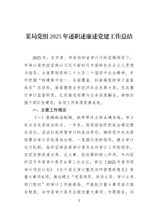 某局党组2025年述职述廉述党建工作总结