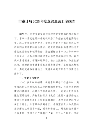 市审计局2025年度意识形态工作总结