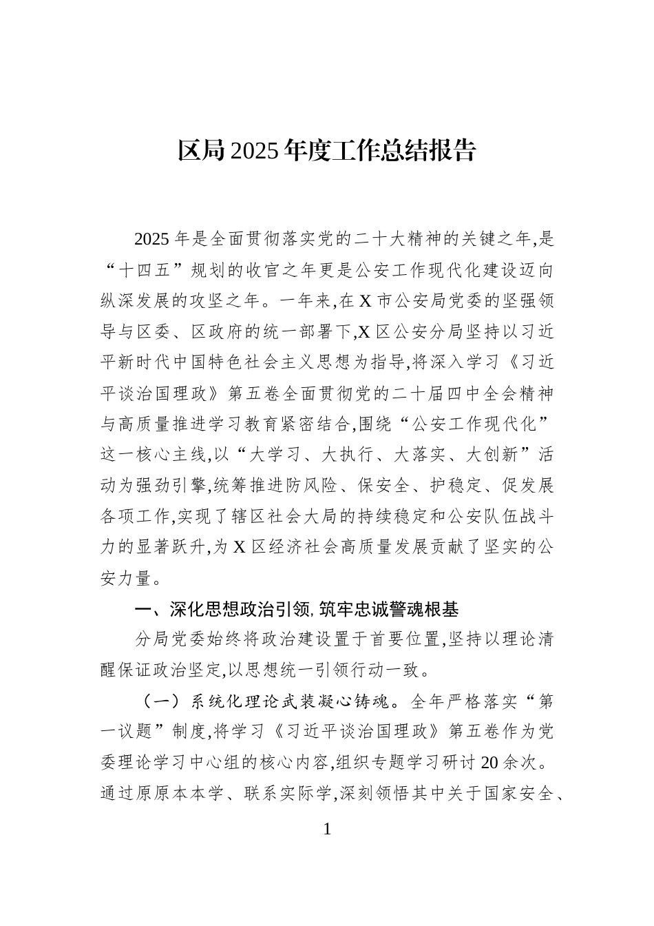 区局2025年度工作总结报告_第1页