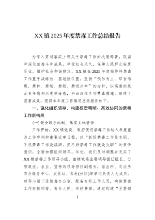 XX镇2025年度禁毒工作总结报告