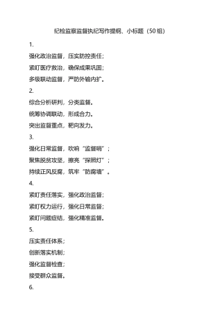 纪检监察监督执纪写作提纲小标题50组