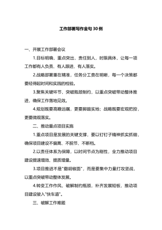 工作部署写作金句30例