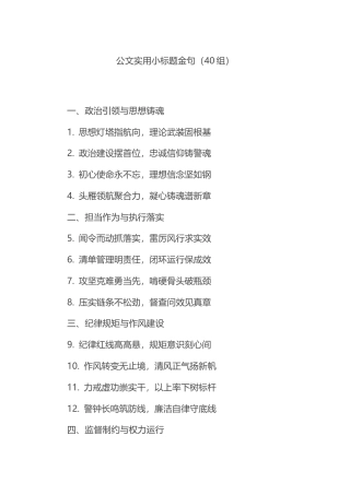 公文实用小标题金句（40组）