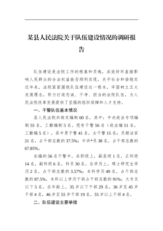 县人民法院关于队伍建设情况的调研报告