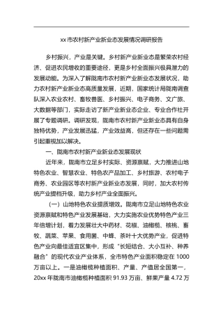 市农村新产业新业态发展情况调研报告