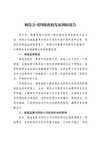 财险公司四级机构发展调研报告