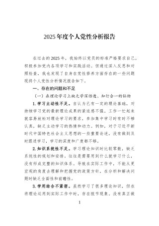 2025年度个人党性分析报告