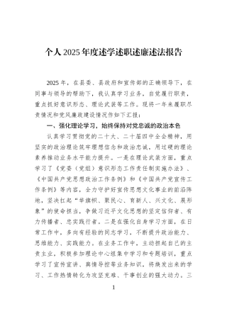 个人2025年度述学述职述廉述法报告