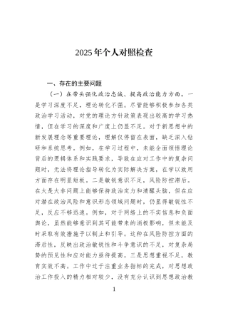 2025年个人对照检查