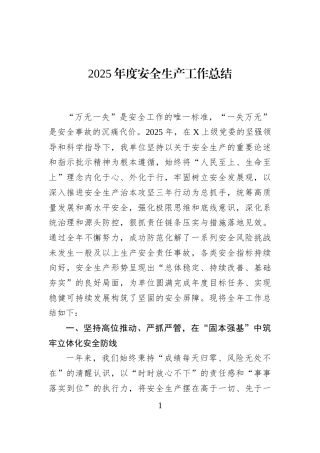 2025年度安全生产工作总结