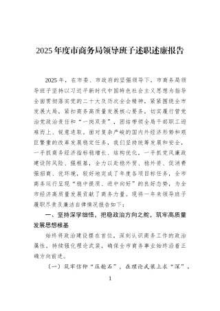 2025年度市商务局领导班子述职述廉报告