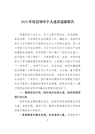 2025年度县领导个人述责述廉报告