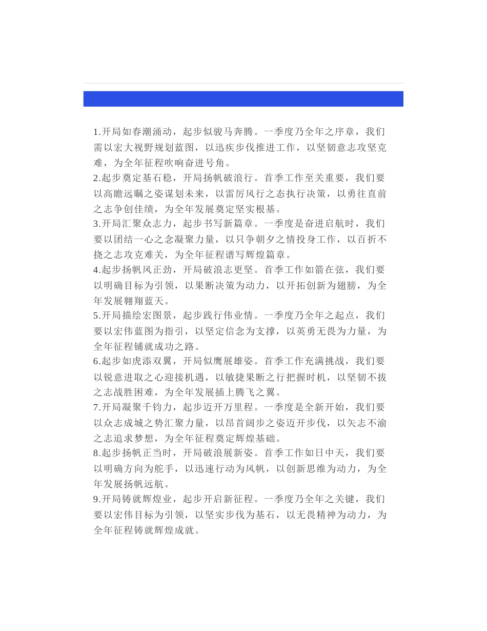 50组2025年领导一季度“开门红”部署超燃讲话过渡句金句精选_第1页