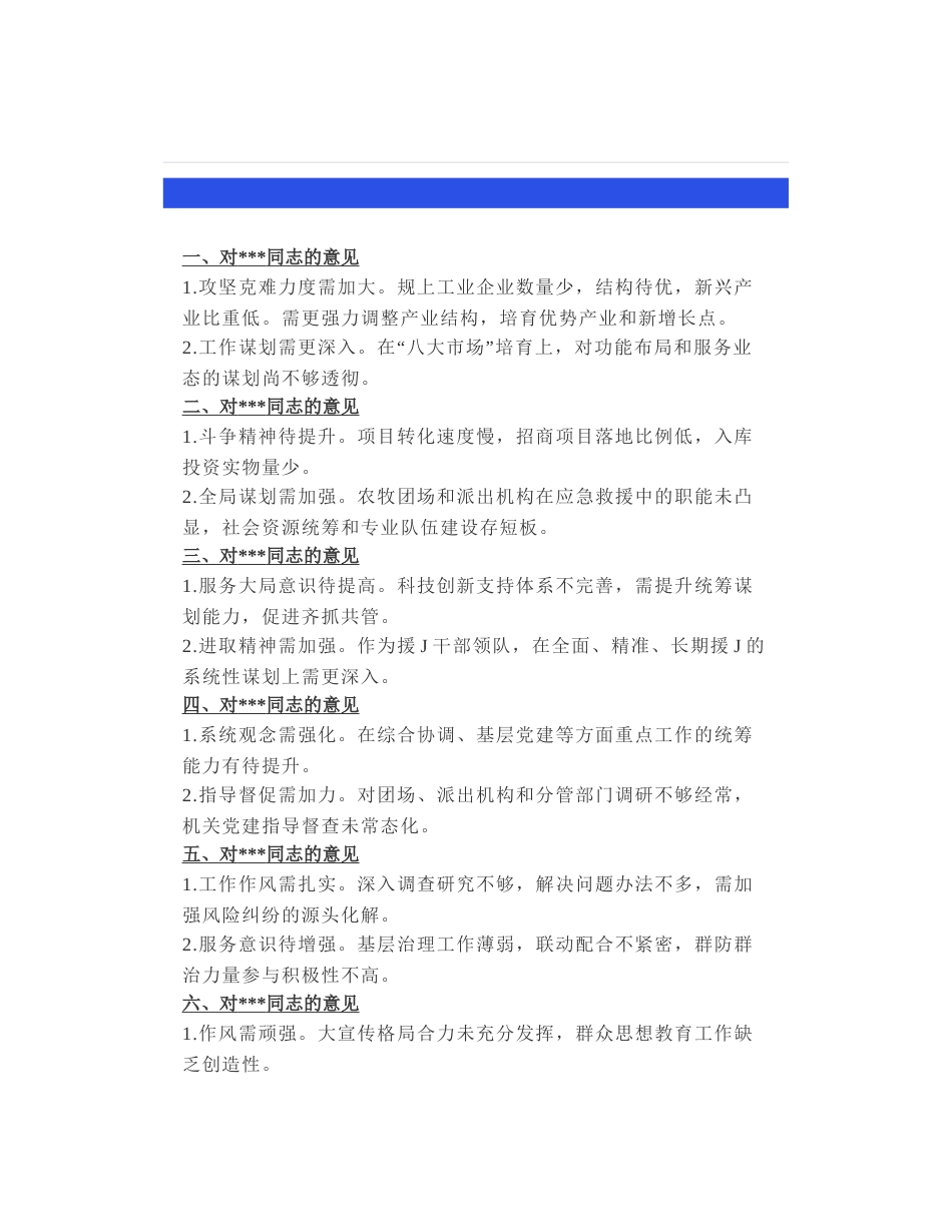 15组年度民主生活会、组织生活会“高情商”对其他同志互提意见汇总_第1页