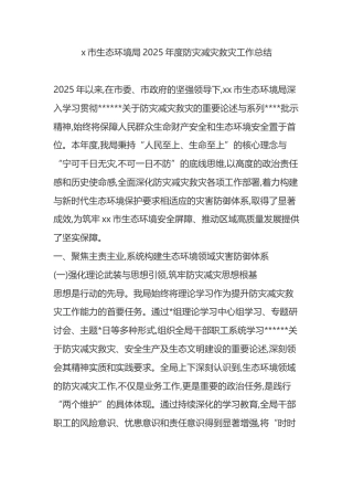 市生态环境局2025年度防灾减灾救灾工作总结