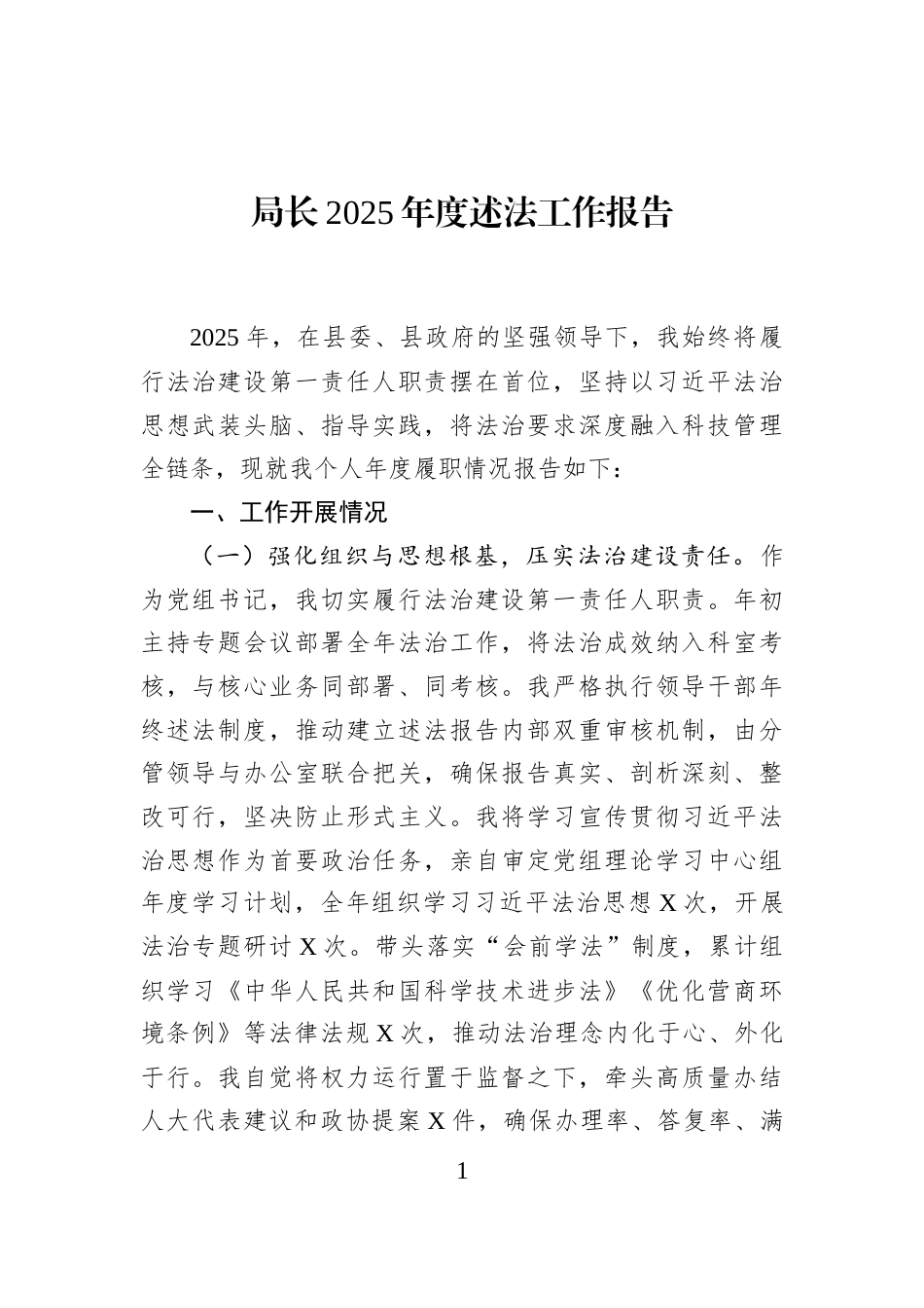 局长2025年度述法工作报告_第1页