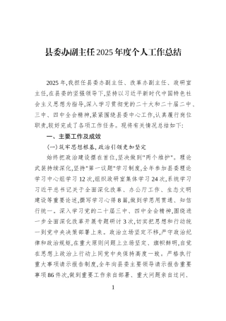 县委办副主任2025年度个人工作总结