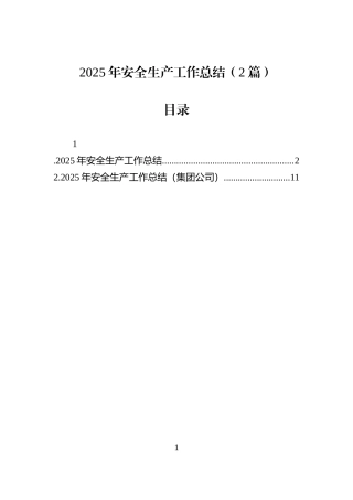 2025年安全生产工作总结（2篇）