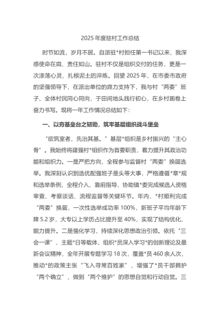 2025年度驻村工作总结