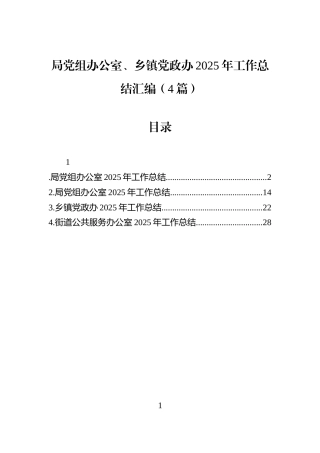 局党组办公室、乡镇党政办2025年工作总结汇编（4篇）