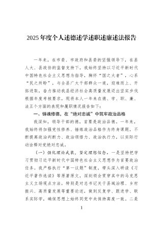 2025年度个人述德述学述职述廉述法报告