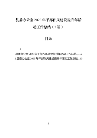 县委办公室2025年干部作风建设提升年活动工作总结（2篇）