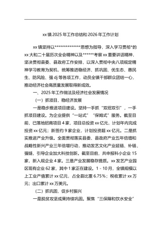 镇2025年工作总结和2026年工作计划