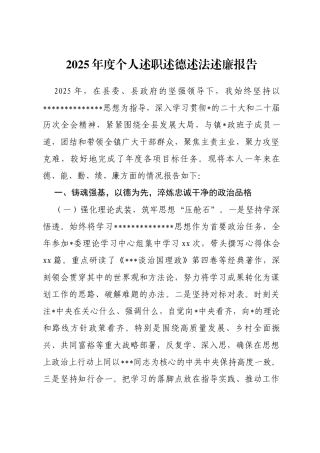 2025年度个人述职述德述法述廉报告