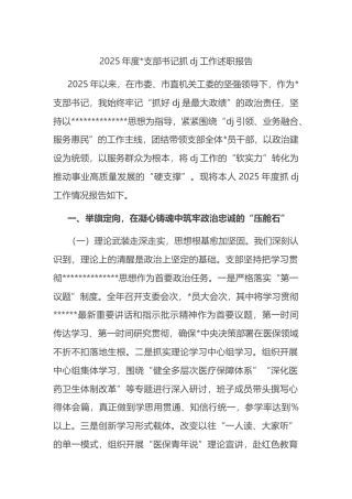 2025年度支部书记抓党建工作述职报告