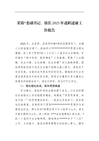 镇长2025年述职述廉工作报告