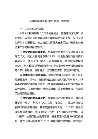 市应急管理局2025年度工作总结