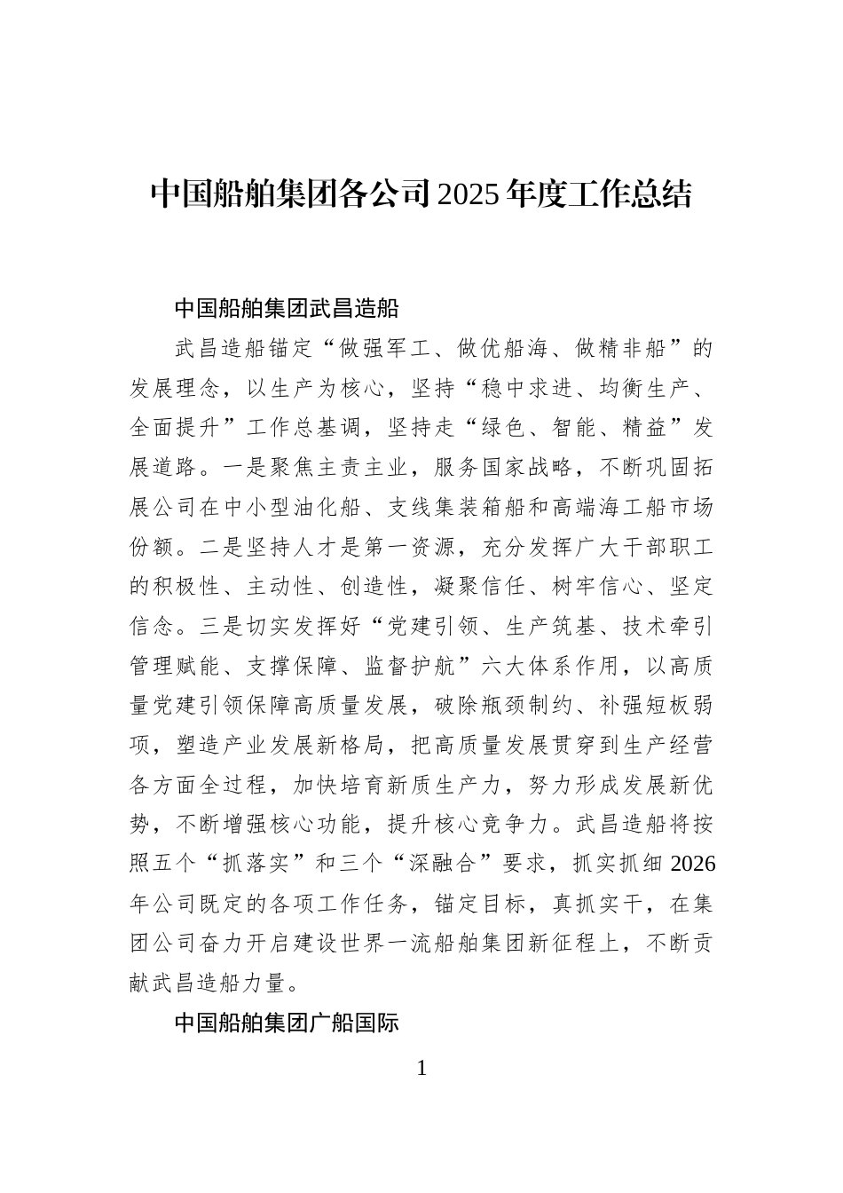 船舶集团各公司2025年度工作总结_第1页