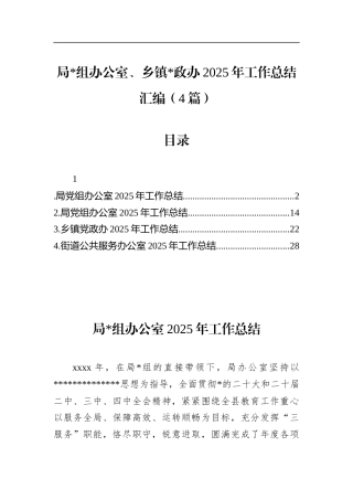局办公室、乡镇党政办2025年工作总结汇编（4篇）