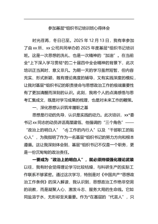 参加基层党组织书记培训班心得体会