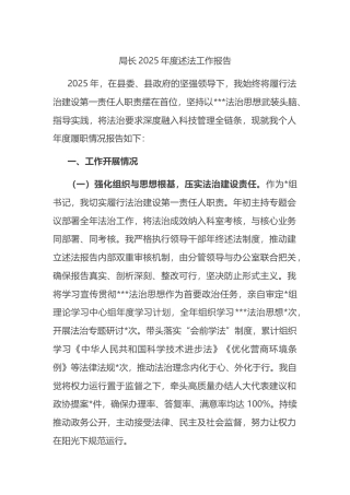 局长2025年度述法工作报告