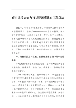 市审计局2025年度述职述廉述党建工作总结