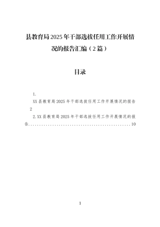 县教育局2025年干部选拔任用工作开展情况的报告汇编（2篇）