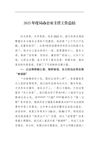 2025年度局办公室主任工作总结