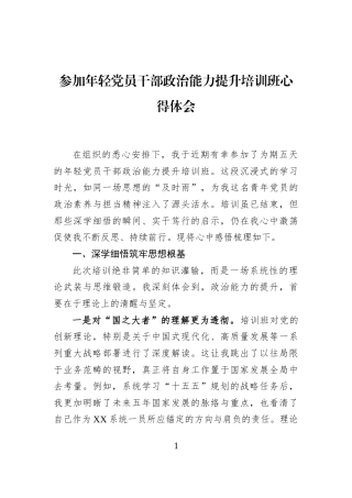 参加年轻党员干部政治能力提升培训班心得体会