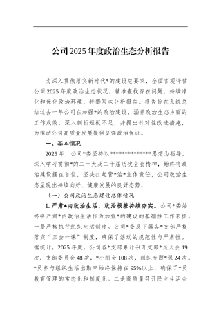 公司2025年度政治生态分析报告