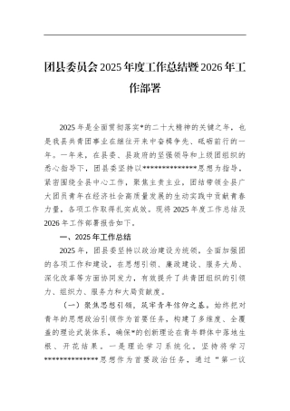 团县委员会2025年度工作总结暨2026年工作部署
