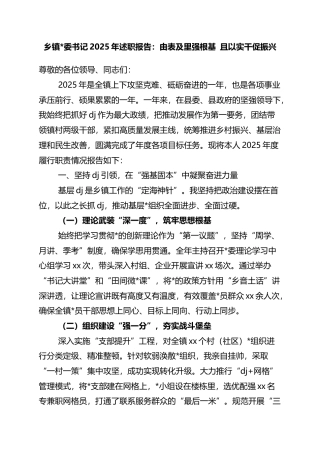 乡镇书记2025年述职报告：由表及里强根基+且以实干促振兴