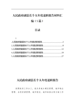 人民政府副县长个人年度述职报告材料汇编（5篇）