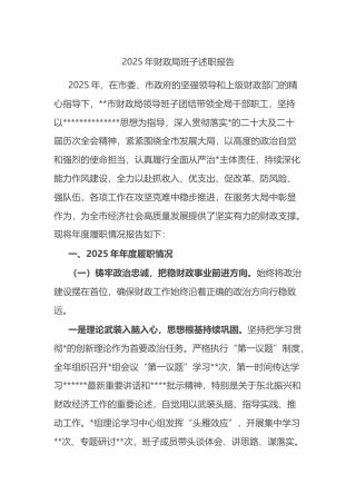 2025年财政局班子述职报告