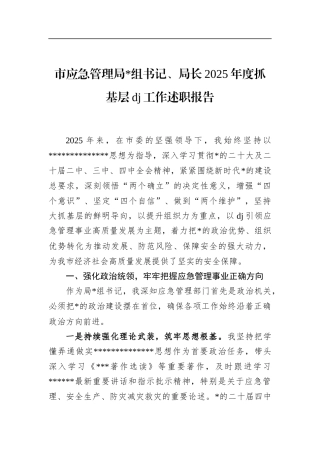 市应急管理局长2025年度抓基层党建工作述职报告