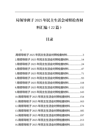 局领导班子2025年民主生活会对照检查材料汇编（22篇）