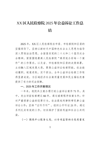 XX区人民检察院2025年公益诉讼工作总结