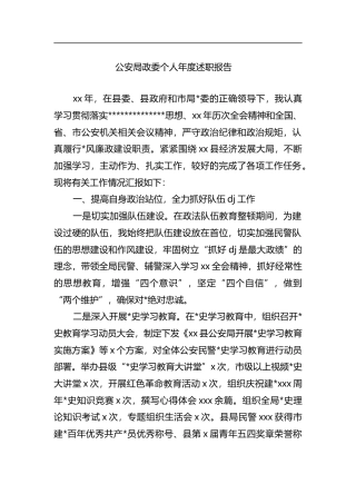 公安局政委个人年度述职报告