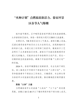 “火种计划”点燃旅游新活力，徐家坪景区春节人气爆棚