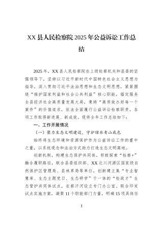 XX县人民检察院2025年公益诉讼工作总结